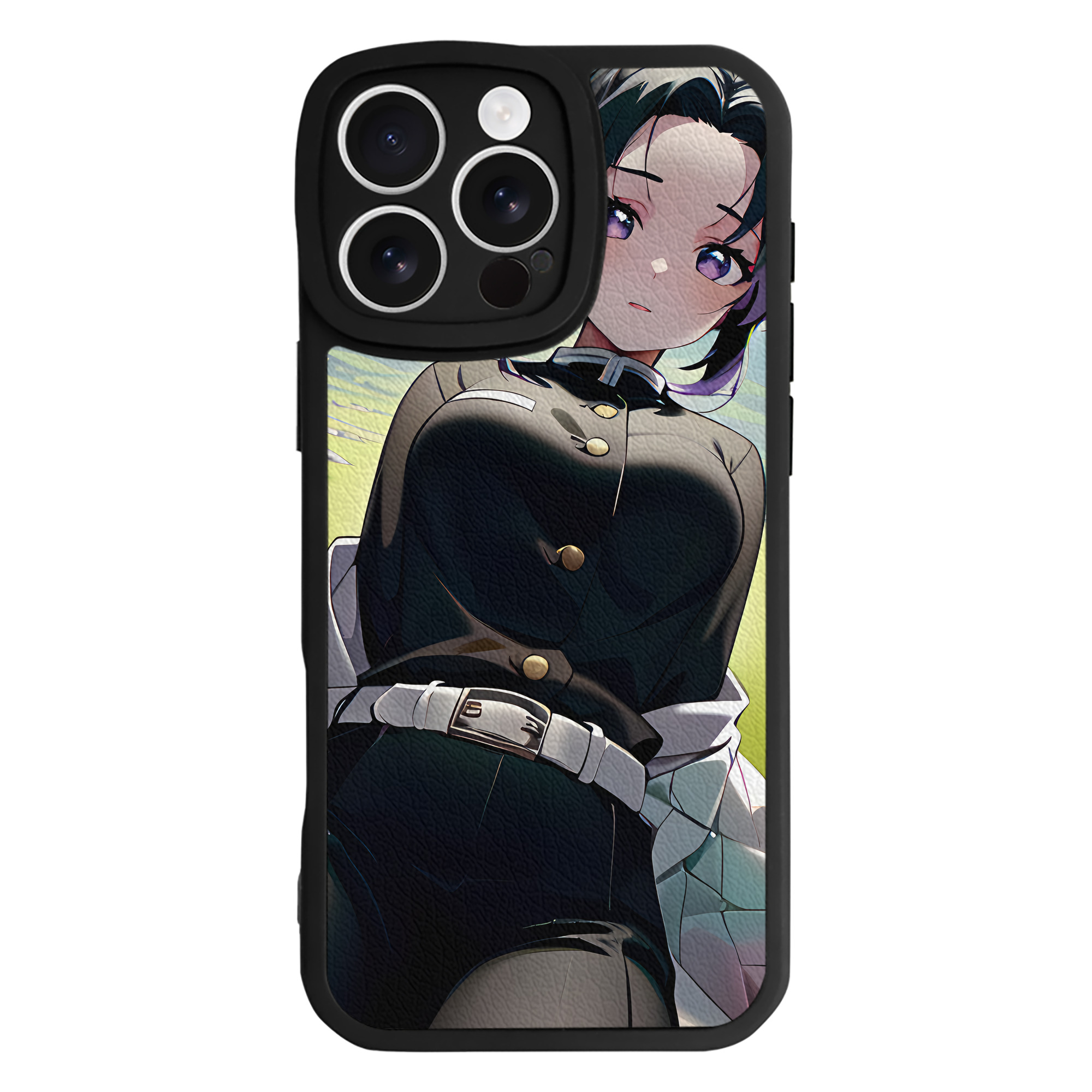 （画像用） 鬼滅の刃（きめつのやいば）蟲柱-胡蝶 しのぶ／こちょう しのぶ Kochou Shinobu 【iPhone 16シリーズ対応】シリコンスマホケース（レザー調） 材質：シリコン